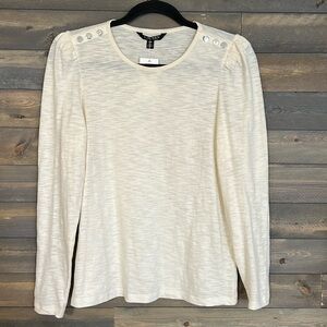 New Lauren Ralph Lauren Puff Sleeve Top Size Small in Winter Cream
